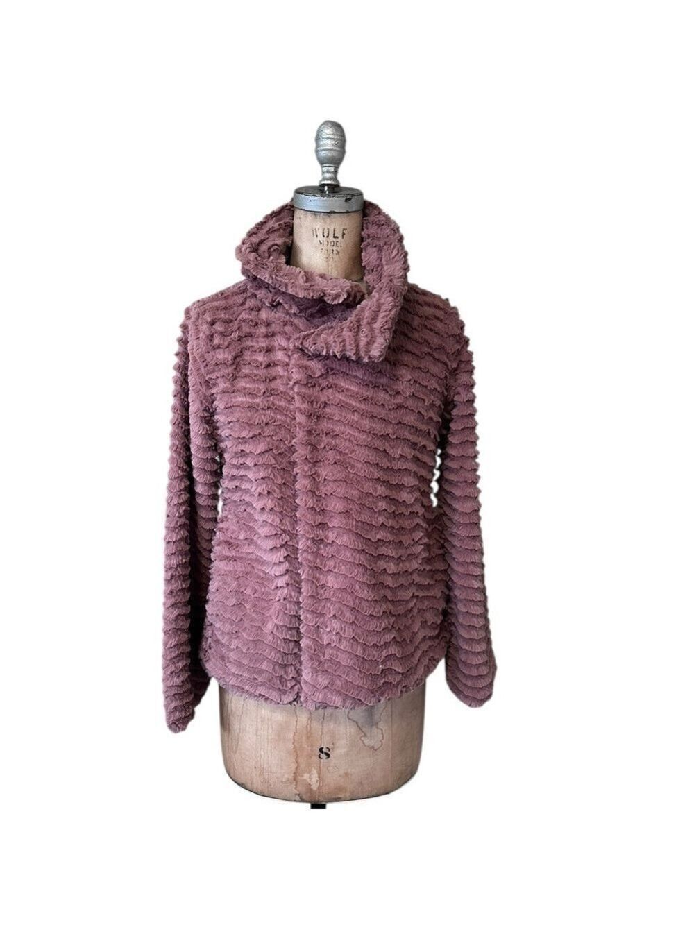Patagonia Women’s Pelage Faux Fur Pink Mauve Full Zip Asymmetrical Size S EUC